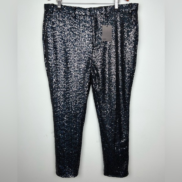 ASOS W40”plus short L30”holidays sequins straight leg pants full lining NWT - Picture 1 of 16